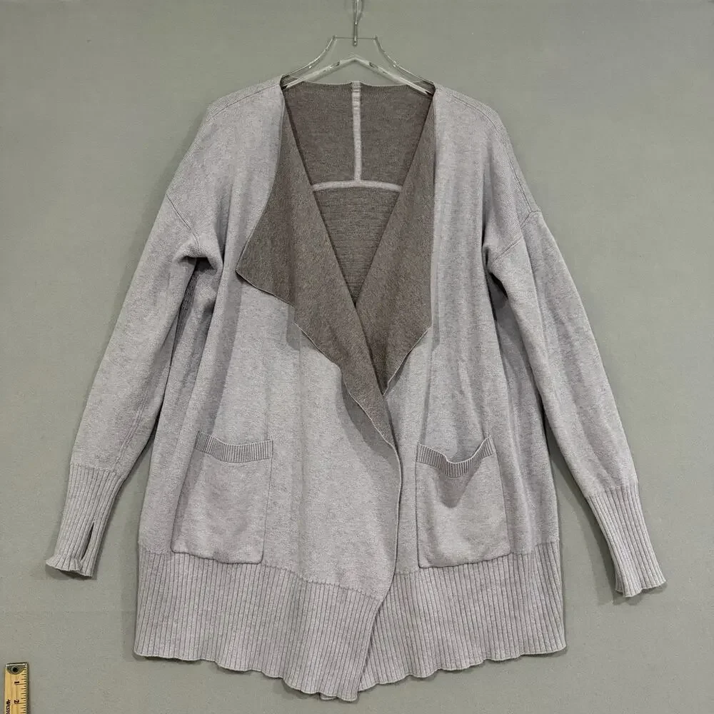 Lululemon Still Lotus Wrap Reversible Cardigan Size 12 Heather Lilac/Mulberry